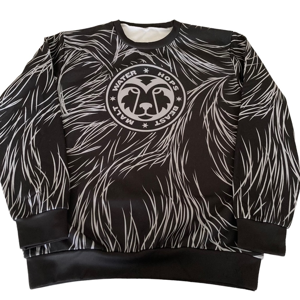 BEAST Water Malt Hops Beast Black Gray Long Sleeve Sweatshirt Mens